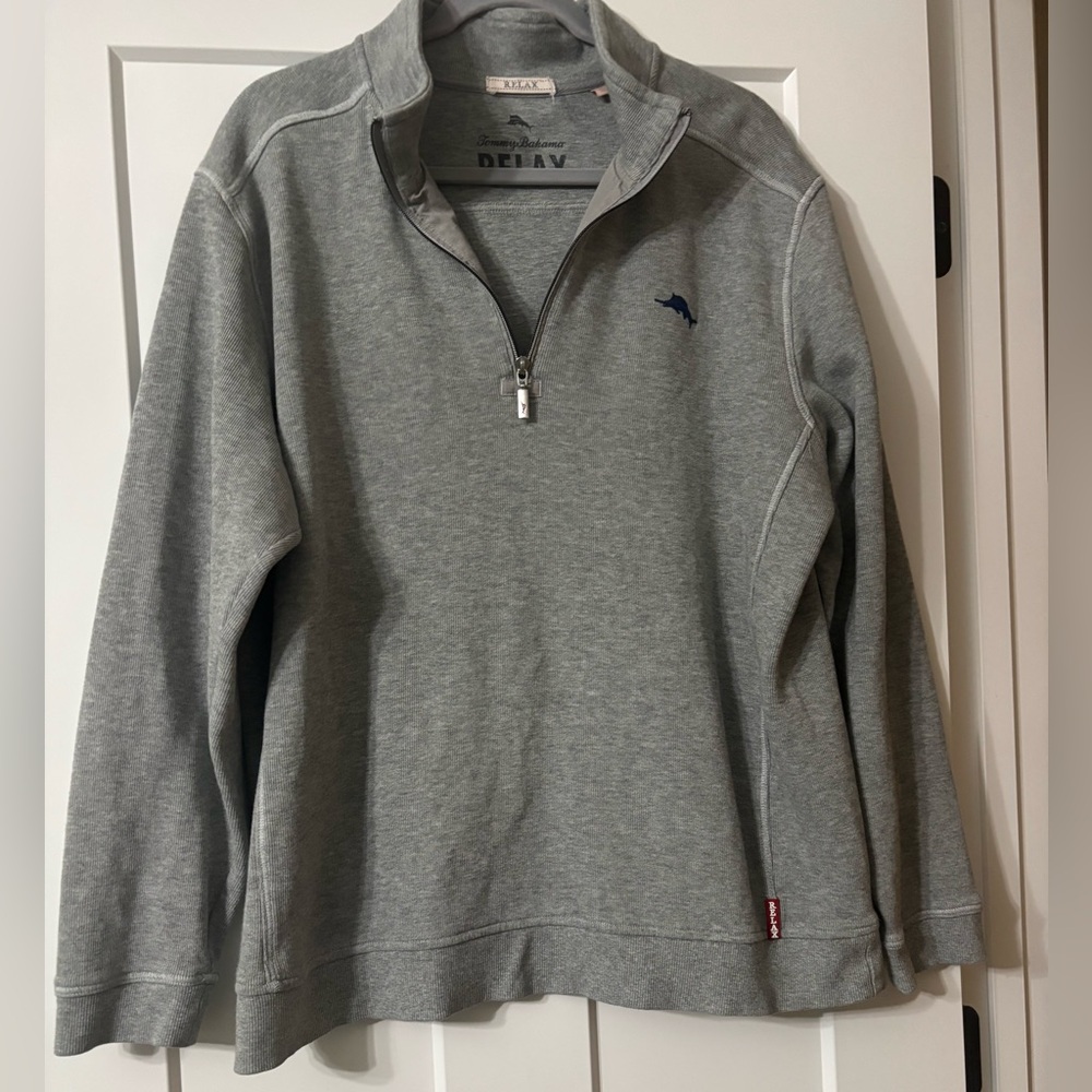 Tommy Bahama Relax Henley Pullover 1/4 Zip Embroidered Logo size XL
